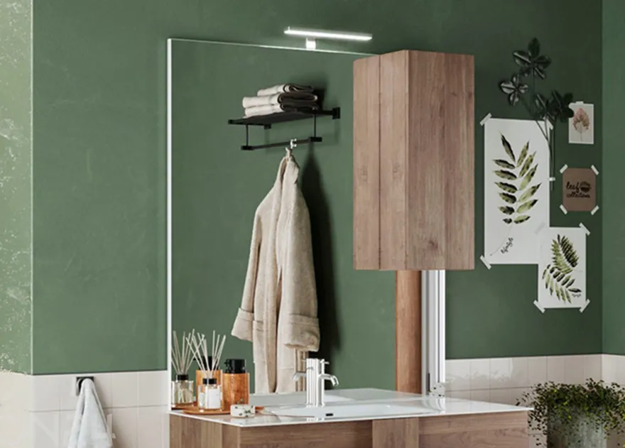 Peili LED-valaistuksella ja kaapilla Jupiter 100 cm