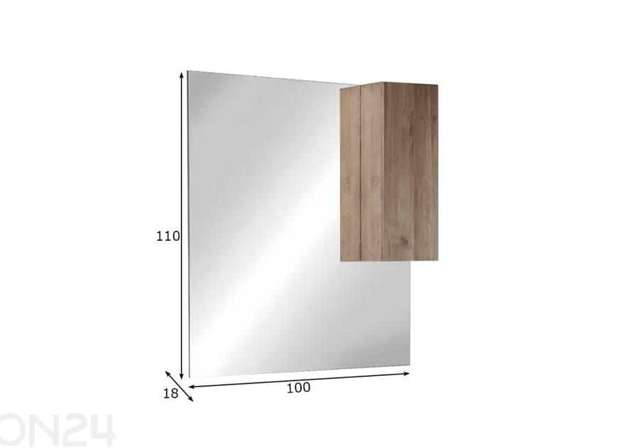 Peili LED-valaistuksella ja kaapilla Jupiter 100 cm