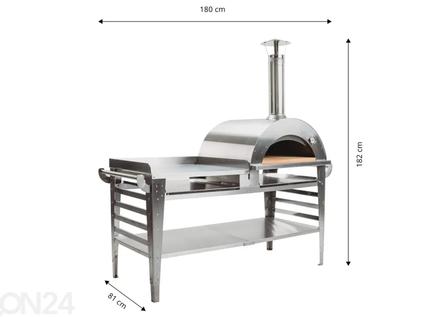 Pizzauuni pöytätasolla Pizzo-XL-set-inox