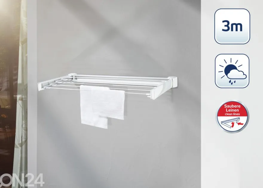 Pyykinkuivausteline seinälle Telegant 30 Protect Leifheit
