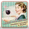 Retro lasinalusta I always cook with wine... 4 kpl