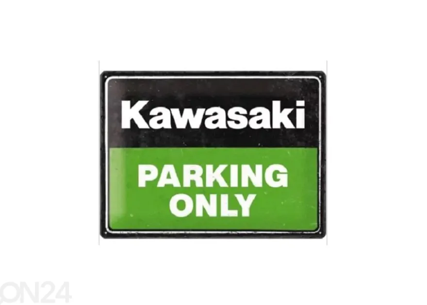 Retro metallijuliste Kawasaki - Parking Only Green 30x40 cm