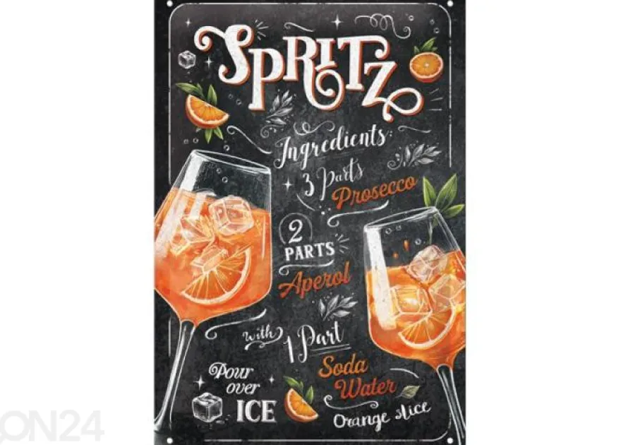 Retro metallijuliste 20x30 cm / Aperol Spritz