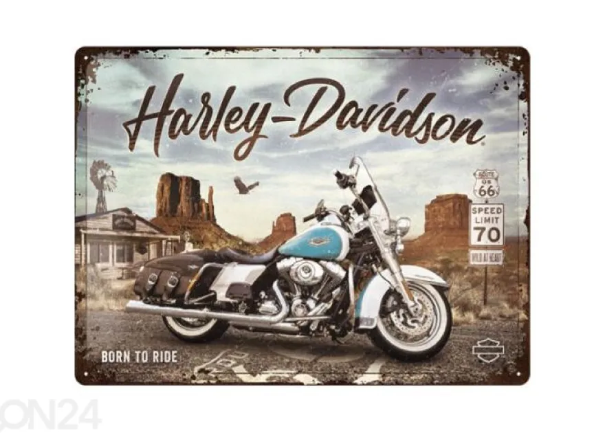 Retro metallijuliste 30x40 cm Harley Davidson - Route 66 Road King Classic