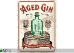 Retro metallitaulu Aged Gin Barrel 30x40 cm