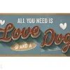 Retro metallitaulu All you need is Love and a Dog 10x20 cm