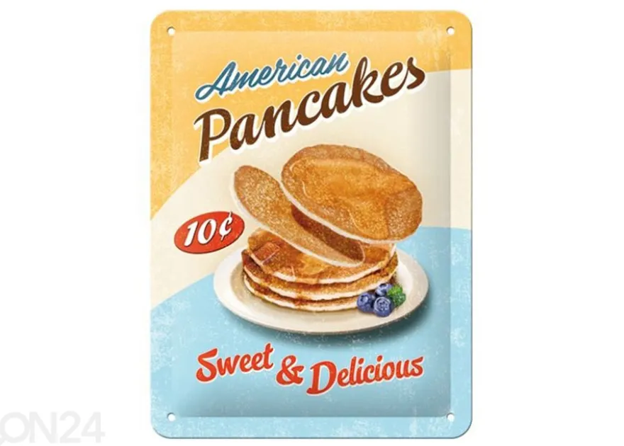 Retro metallitaulu American Pancakes 15x20 cm