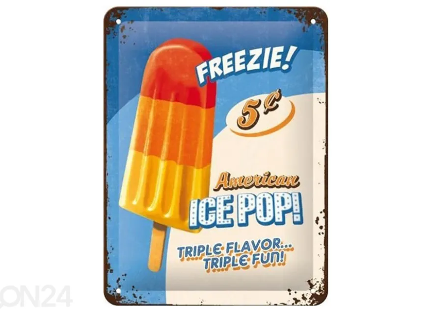 Retro metallitaulu American Ice Pop 15x20 cm