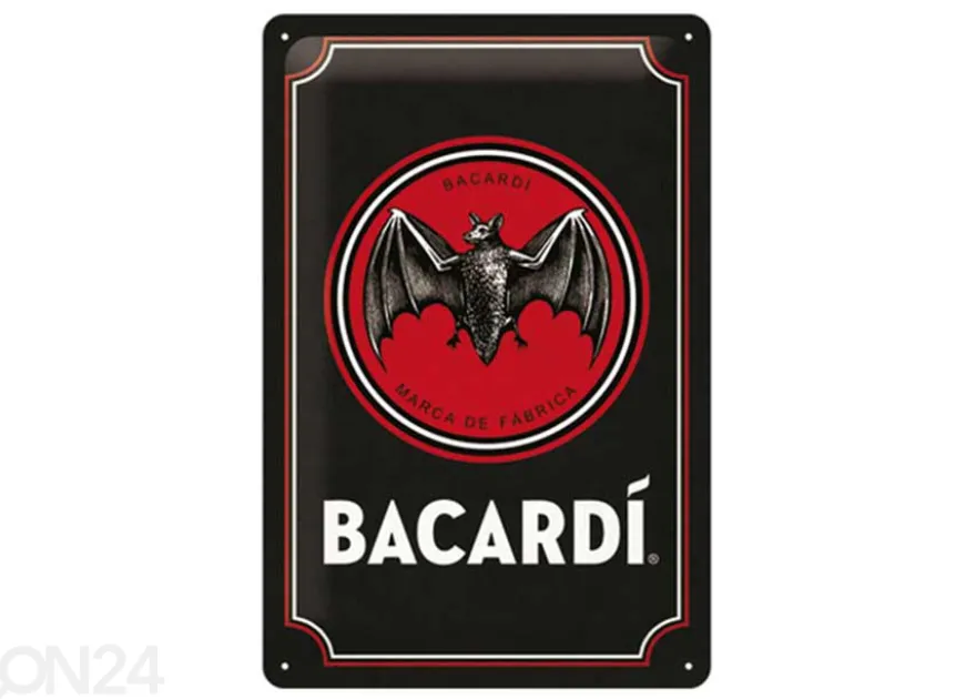 Retro metallitaulu Bacardi Logo - Black 20x30 cm