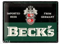 Retro metallitaulu Becks - Grün Quer 30x40 cm
