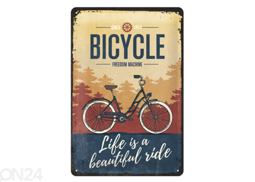 Retro metallitaulu Bicycle Life is a beautiful ride 20x30 cm