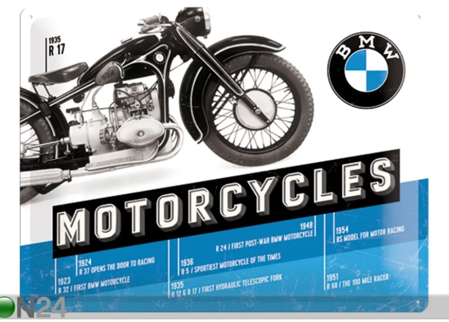 Retro metallitaulu BMW Motorcycles R 17 30x40 cm