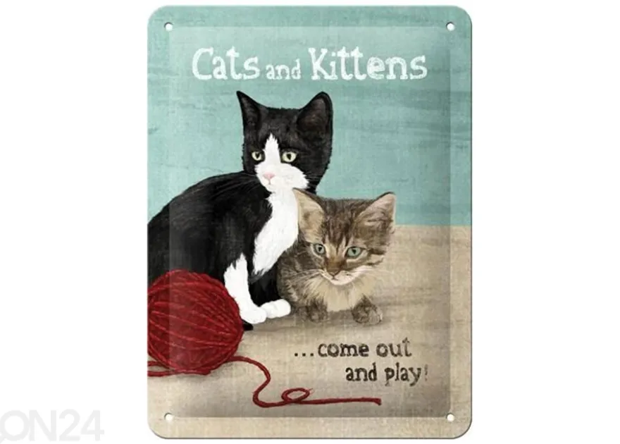Retro metallitaulu Cats and Kittens 15x20 cm