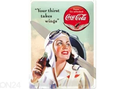 Retro metallitaulu Coca-Cola Your Thirst Takes Wings 30x40 cm