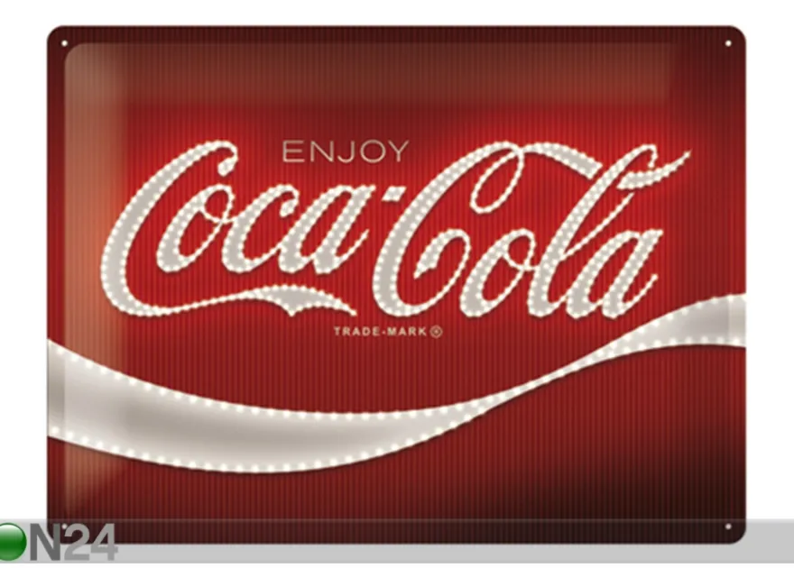 Retro metallitaulu Coca-Cola - Logo Red Lights 30x40 cm