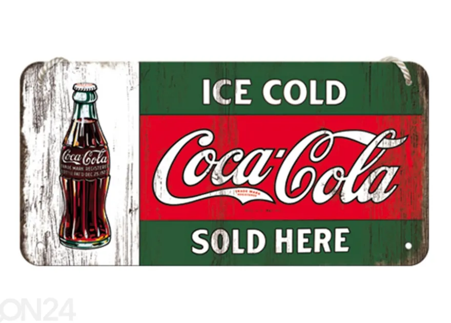 Retro metallitaulu Coca-Cola Ice Cold Sold Here 10x20 cm