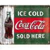 Retro metallitaulu Coca-Cola Ice cold sold here 15x20cm