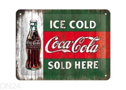 Retro metallitaulu Coca-Cola Ice cold sold here 15x20cm