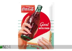 Retro metallitaulu Coca Cola Good with food 30x40 cm