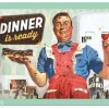 Retro metallitaulu Dinner is ready 15x20 cm