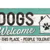 Retro metallitaulu Dogs Welcome 10x20 cm