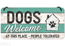 Retro metallitaulu Dogs Welcome 10x20 cm