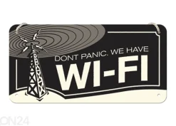 Retro metallitaulu Dont Panic We Have WI-FI 10x20 cm