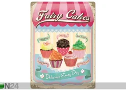 Retro metallitaulu Fairy Cakes Delicious Every Day 30x40 cm