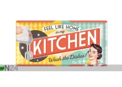Retro metallitaulu Feel like home in my kitchen... 25x50 cm