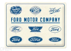 Retro metallitaulu Ford - Logo Evolution 30x40 cm