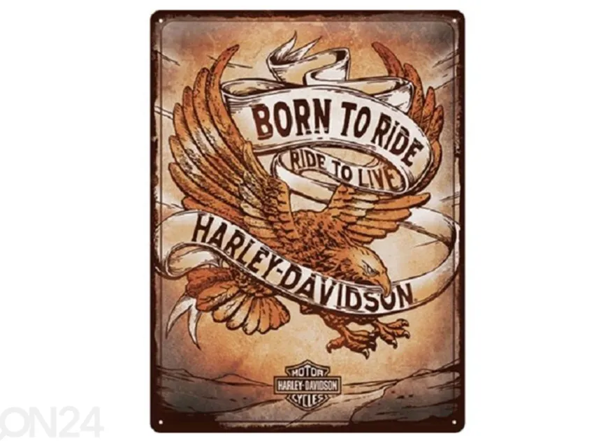 Retro metallitaulu Harley Davidson - Born to Ride Eagle 30x40 cm