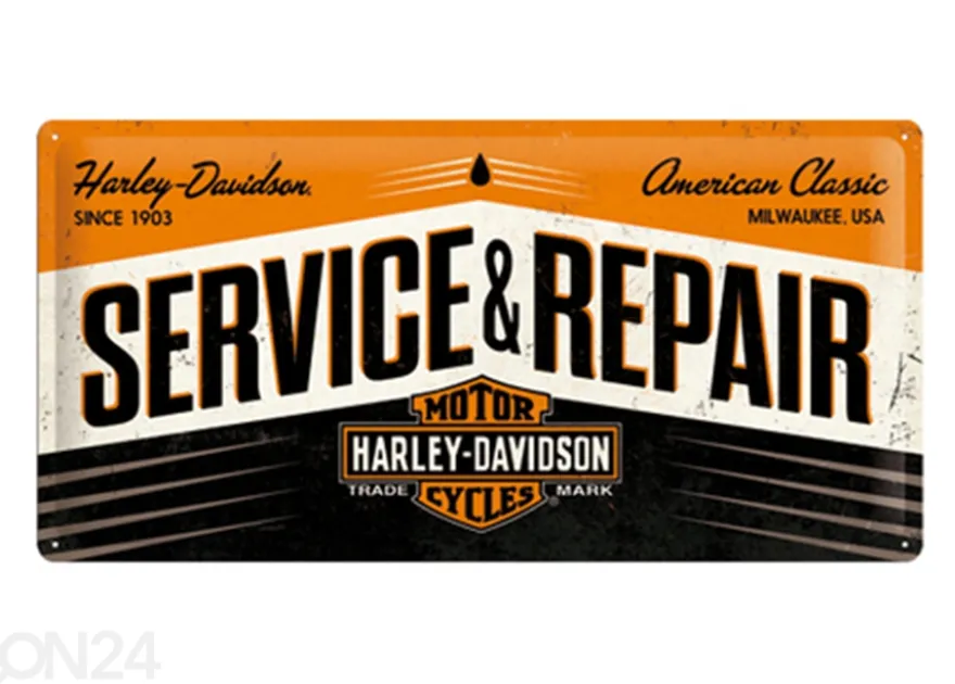 Retro metallitaulu Harley-Davidson Service & Repair 25x50 cm