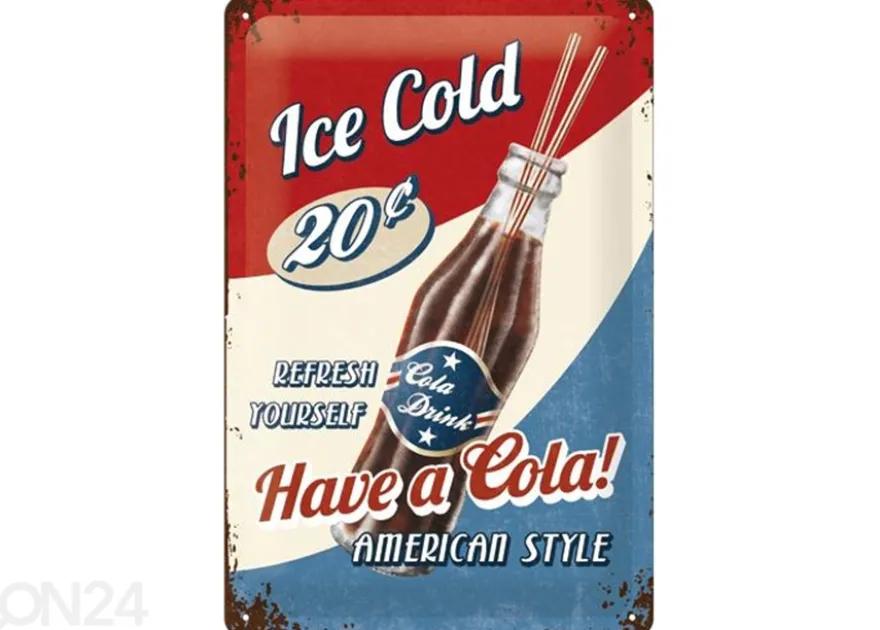 Retro metallitaulu Have a Cola! 20x30 cm