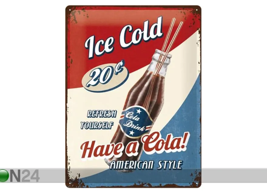 Retro metallitaulu Have a Cola! 30x40 cm