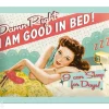 Retro metallitaulu I am good in bed... 15x20 cm