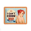 Retro metallitaulu I can´t cook, who cares? 15x20 cm