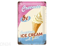 Retro metallitaulu Ice Cream 20x30 cm