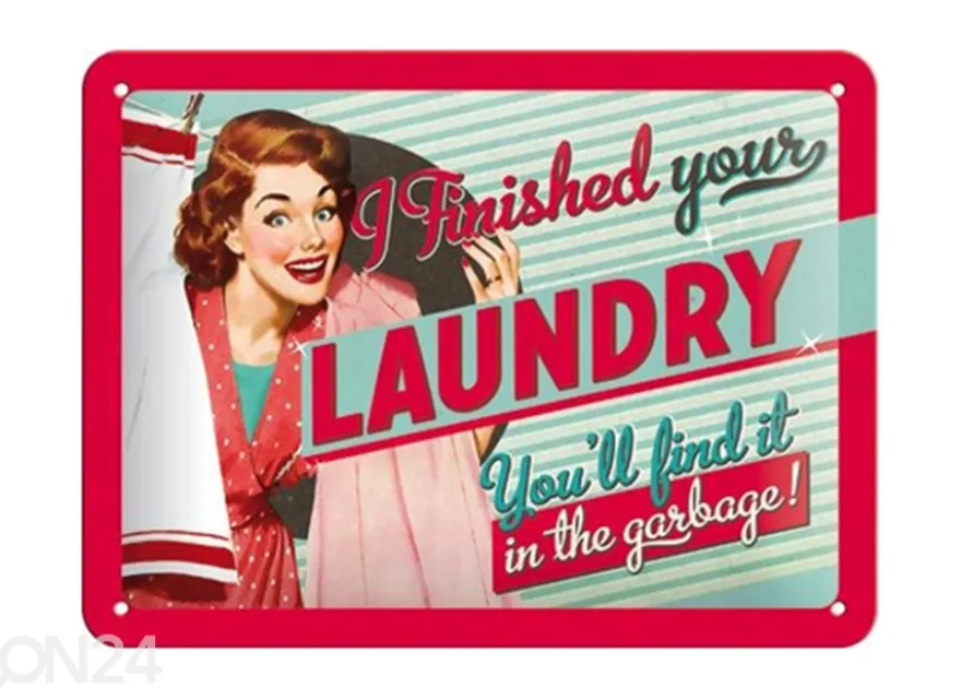 Retro metallitaulu I finished your laundry... 15x20 cm