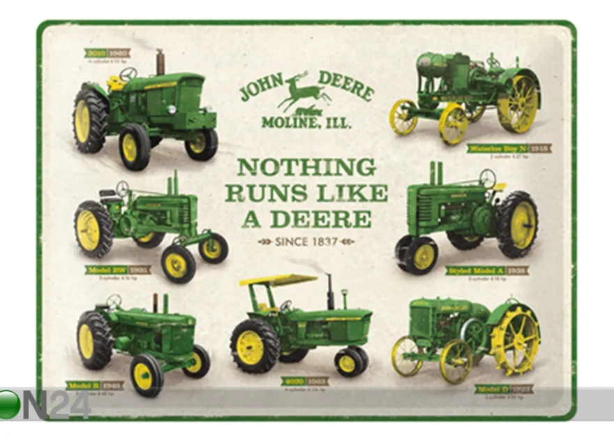 Retro metallitaulu John Deere - Nothing runs like a deere 30x40 cm