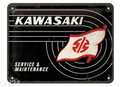 Retro metallitaulu Kawasaki Service & Maintenance 15x20 cm