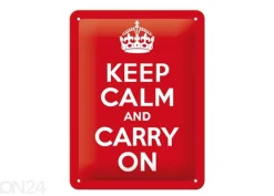 Retro metallitaulu Keep calm and carry on 15x20 cm