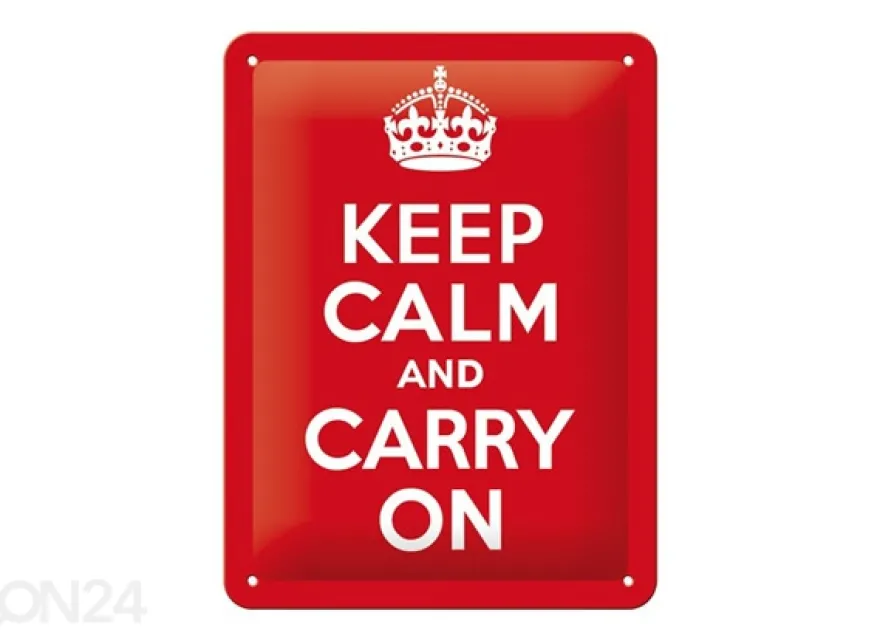 Retro metallitaulu Keep calm and carry on 15x20 cm