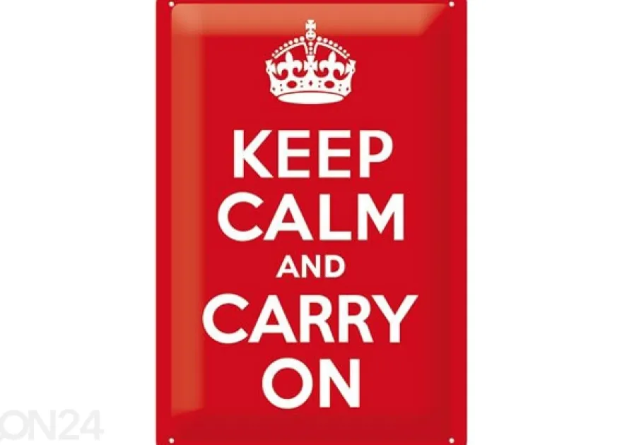 Retro metallitaulu Keep calm and carry on 20x30cm