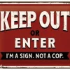 Retro metallitaulu Keep Out or Enter 15x20 cm