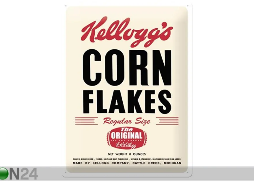Retro metallitaulu Kellogg's Corn Flakes The Original 30x40 cm