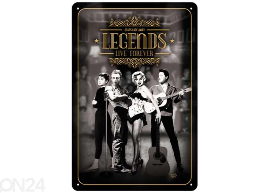 Retro metallitaulu Legends Live Forever 20x30 cm