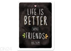 Retro metallitaulu Life is better with friends 15x20 cm