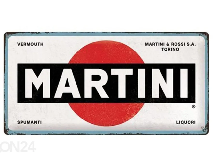 Retro metallitaulu Martini - Logo White 25x50 cm
