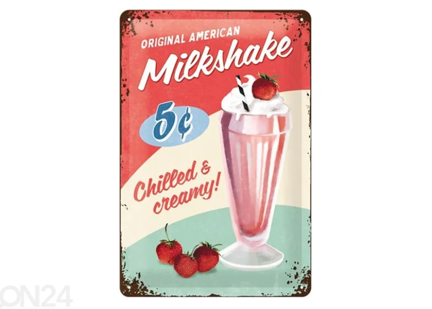 Retro metallitaulu Original American Milkshake 20x30 cm