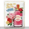 Retro metallitaulu Pink Gin Flowers 30x40 cm